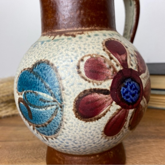 West Germany Pottery Vase, Floral Design, Mid Century Modern Pottery - Picture 6 of 10